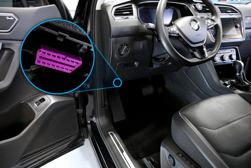 OBD-II port beneath the steering wheel